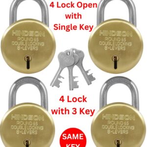 Same Key Lock, 4 Lock Open With Single Key, Round 65, Double Locking, Size 65mm Gold